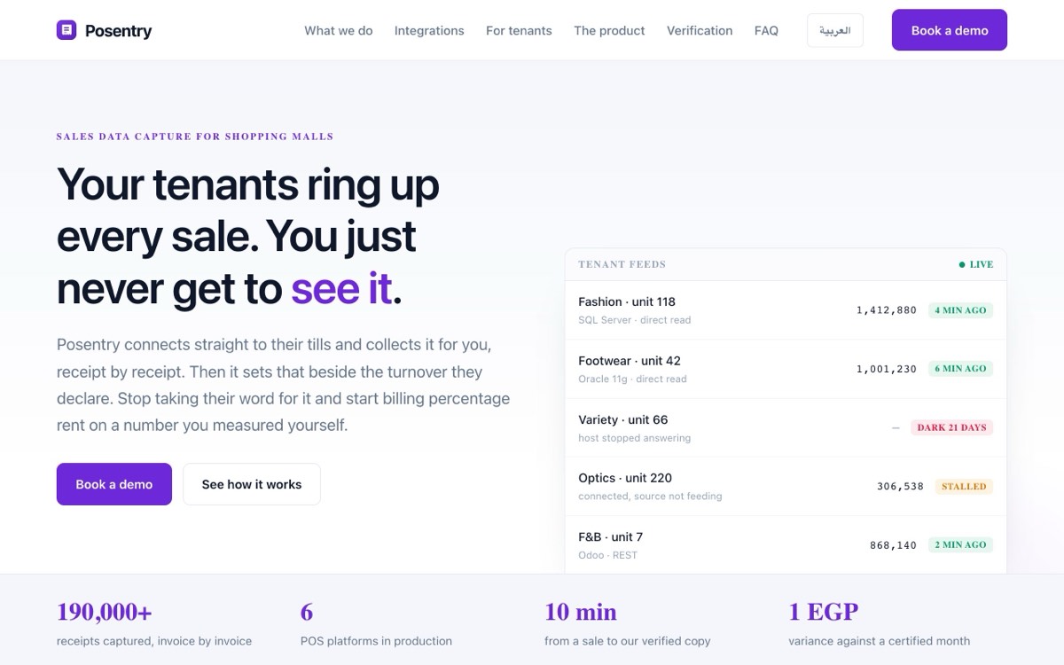 Posentry — منصة تجميع مبيعات المولات
